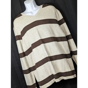 Men's Beige and Brown Striped Shirt